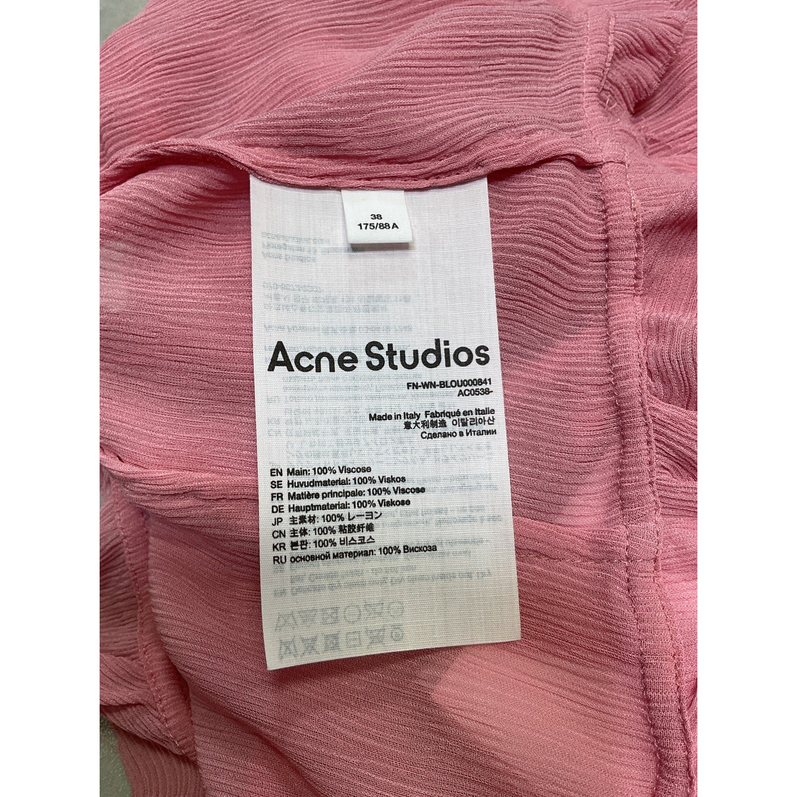 Acne Studios Pink Viscose Strap Top Size 38 - NWT
