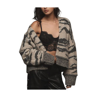 Pilcro Cozy Multicolor Animal Print Cardigan Size S Petite