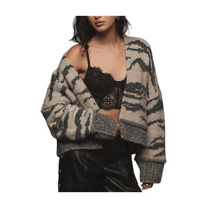 Pilcro Cozy Multicolor Animal Print Cardigan Size S Petite