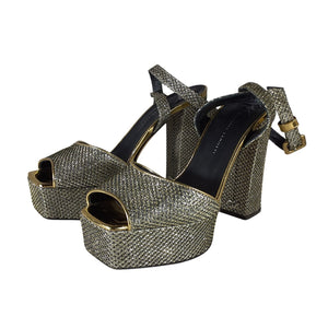 Giuseppe Zanotti Sparkling Gold New Betty Platform Sandals Size IT 38 / 8 US
