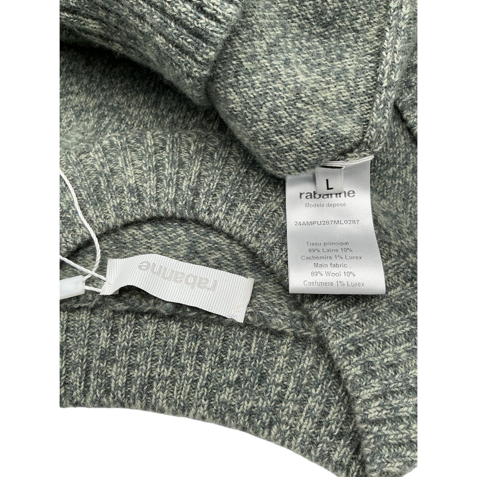 Paco Rabanne 'Layered' Green Wool Embellished Wool-Blend Sweater Size L