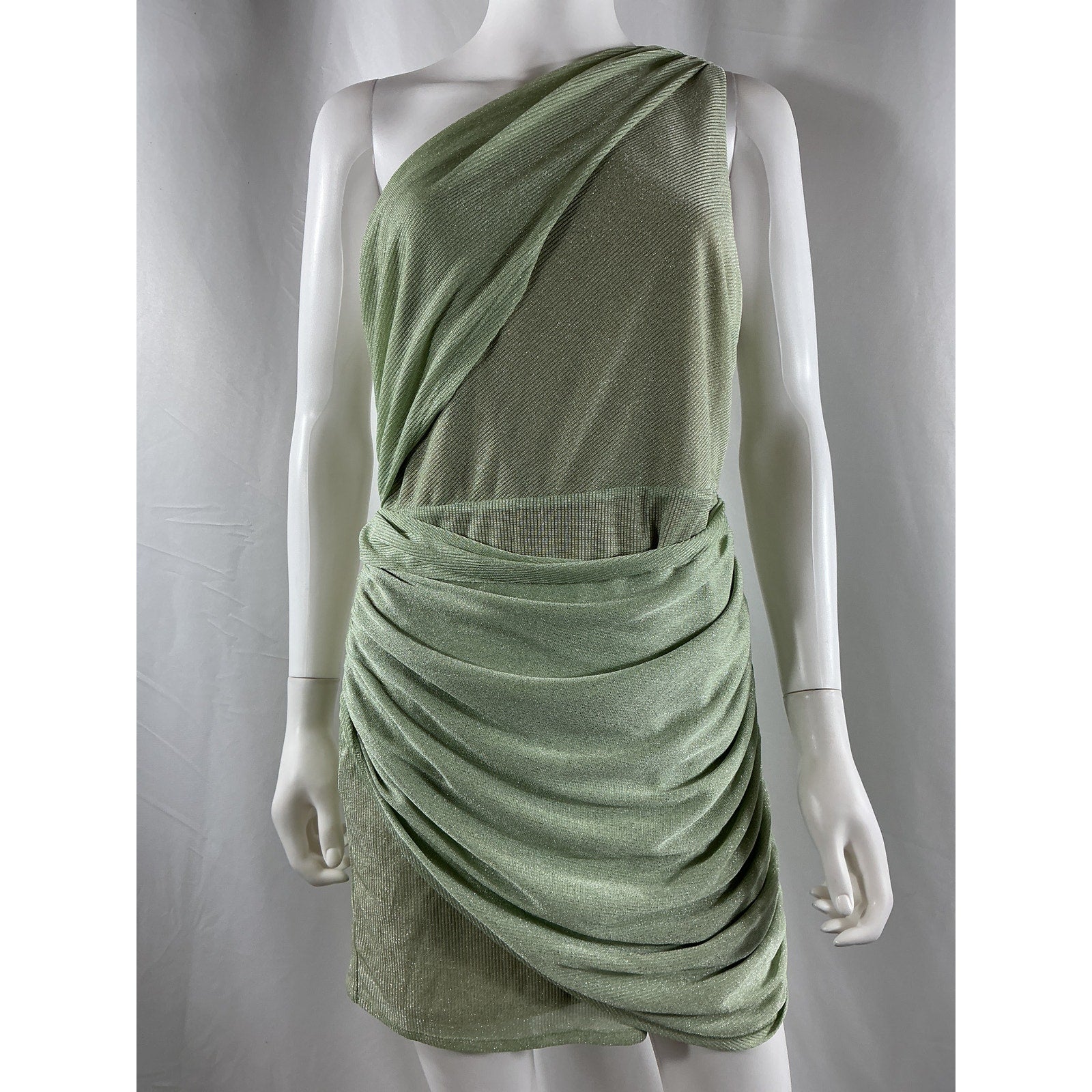 Michael Costello x Revolve 'Katana' Green Polyester Mini Dress Size L