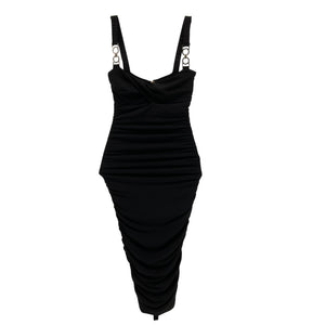Nookie Ruched Black Fortune Midi Dress Size S