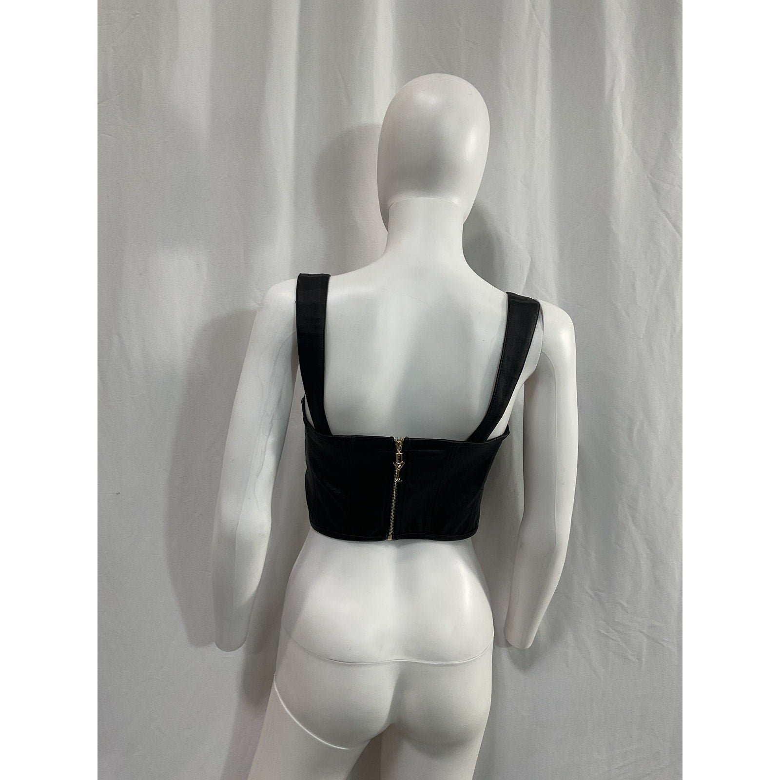 Retrofete 'Jaylee' Black Faux Leather Top Size S