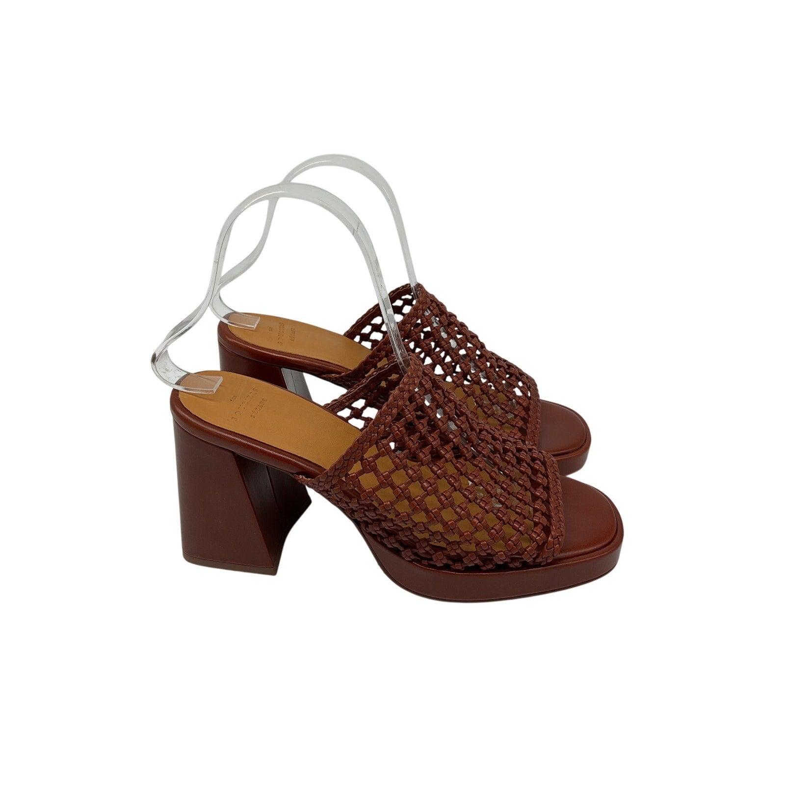 S�zane Brown Leather High Annalisa Mules Size 9