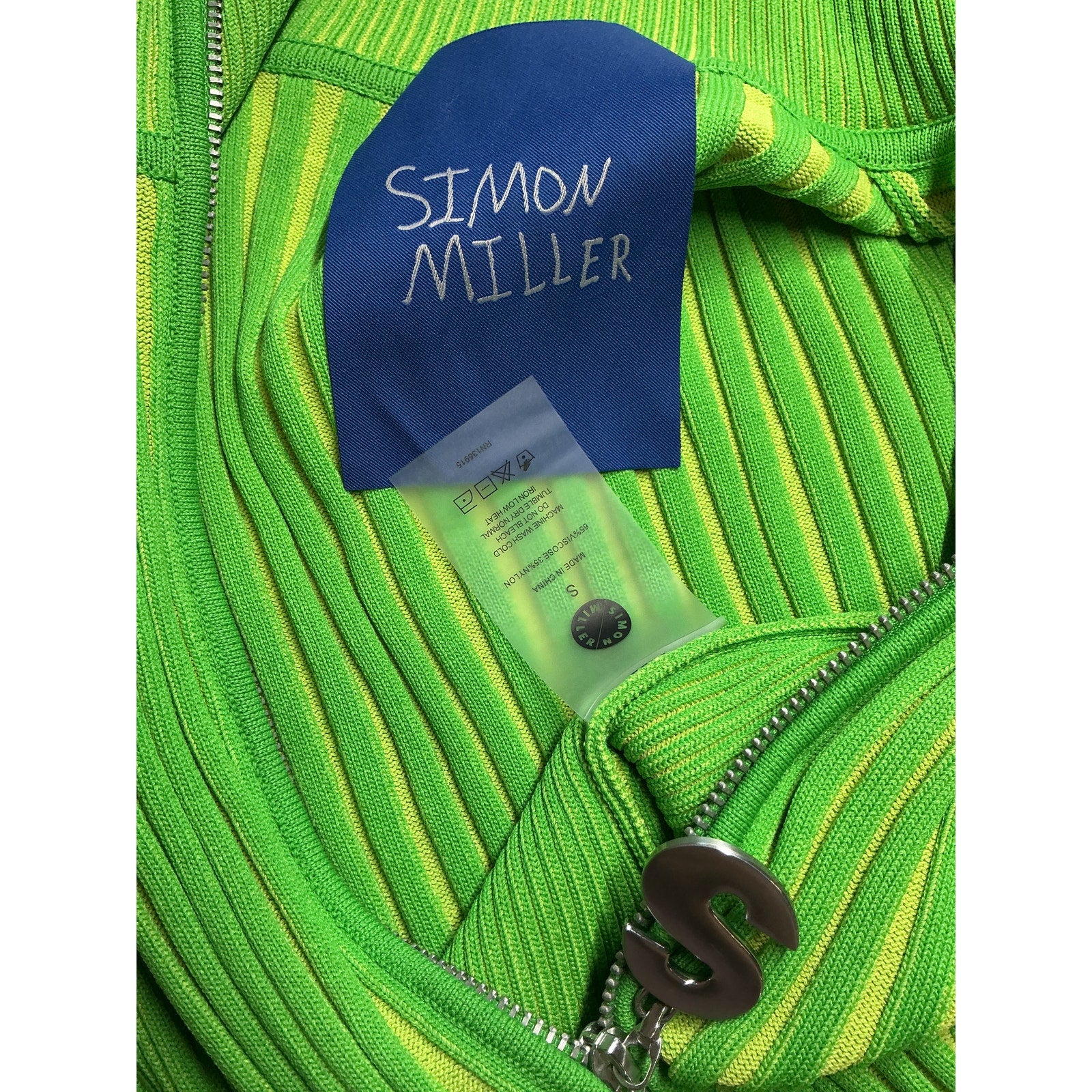 Simon Miller 'Peep' Green Viscose Zip Sweater Size S