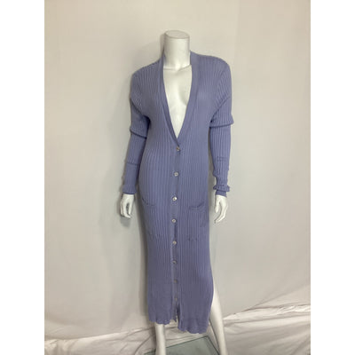 Autumn Cashmere 'Rib' Blue Maxi Cardigan Size XL