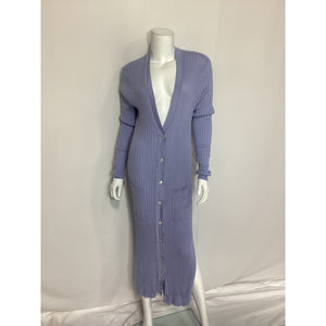 Autumn Cashmere 'Rib' Blue Maxi Cardigan Size XL