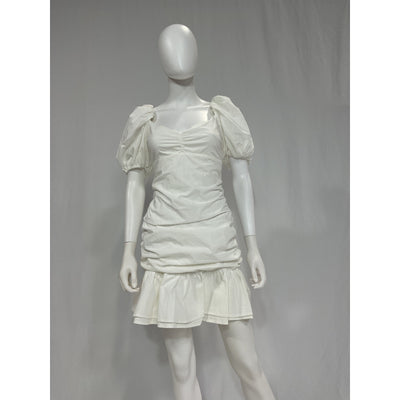 Line & Dot 'Hailey' White Puff Sleeve Poplin Mini Dress Size S