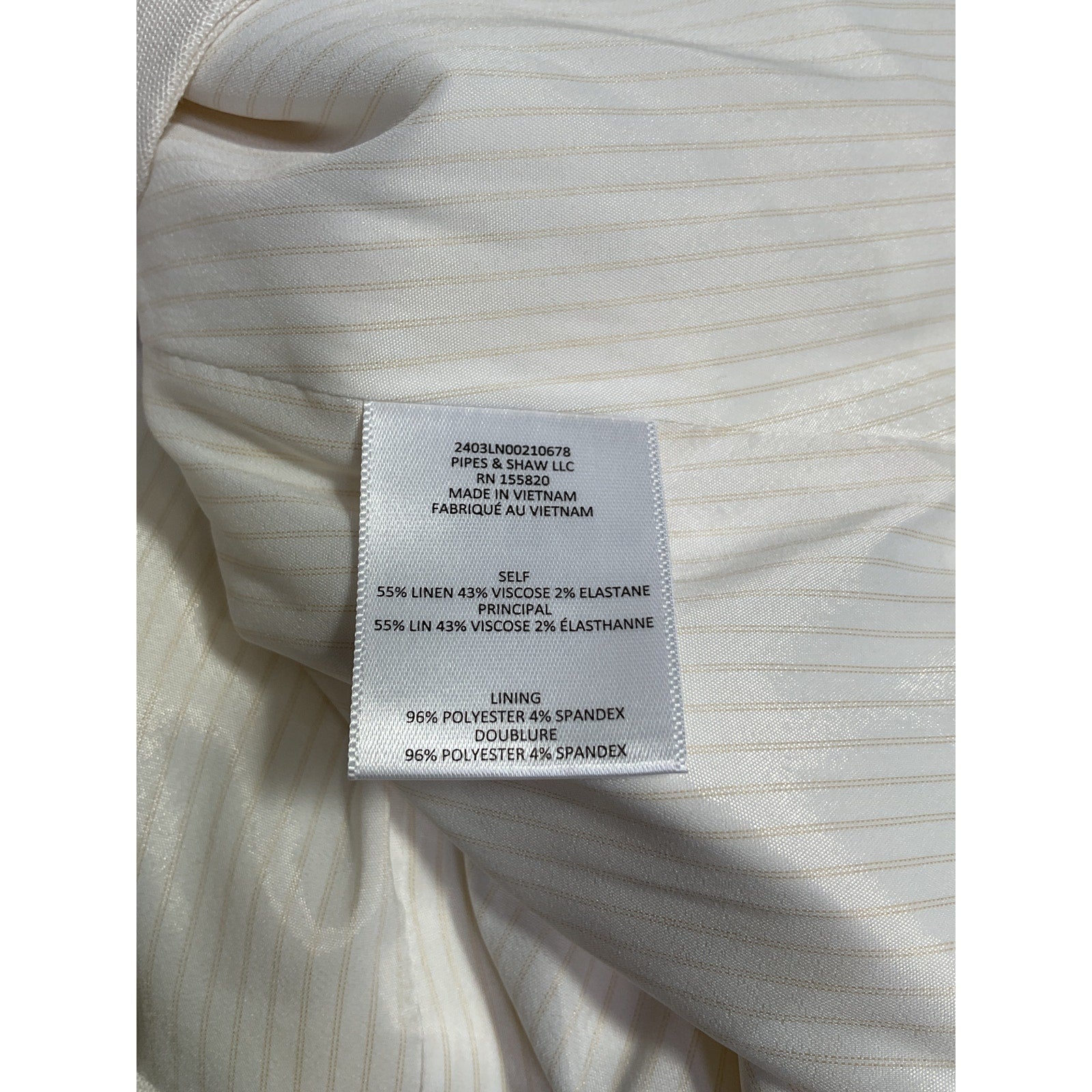 Veronica Beard 'Arabella' Off White Linen Halter Vest Size 4
