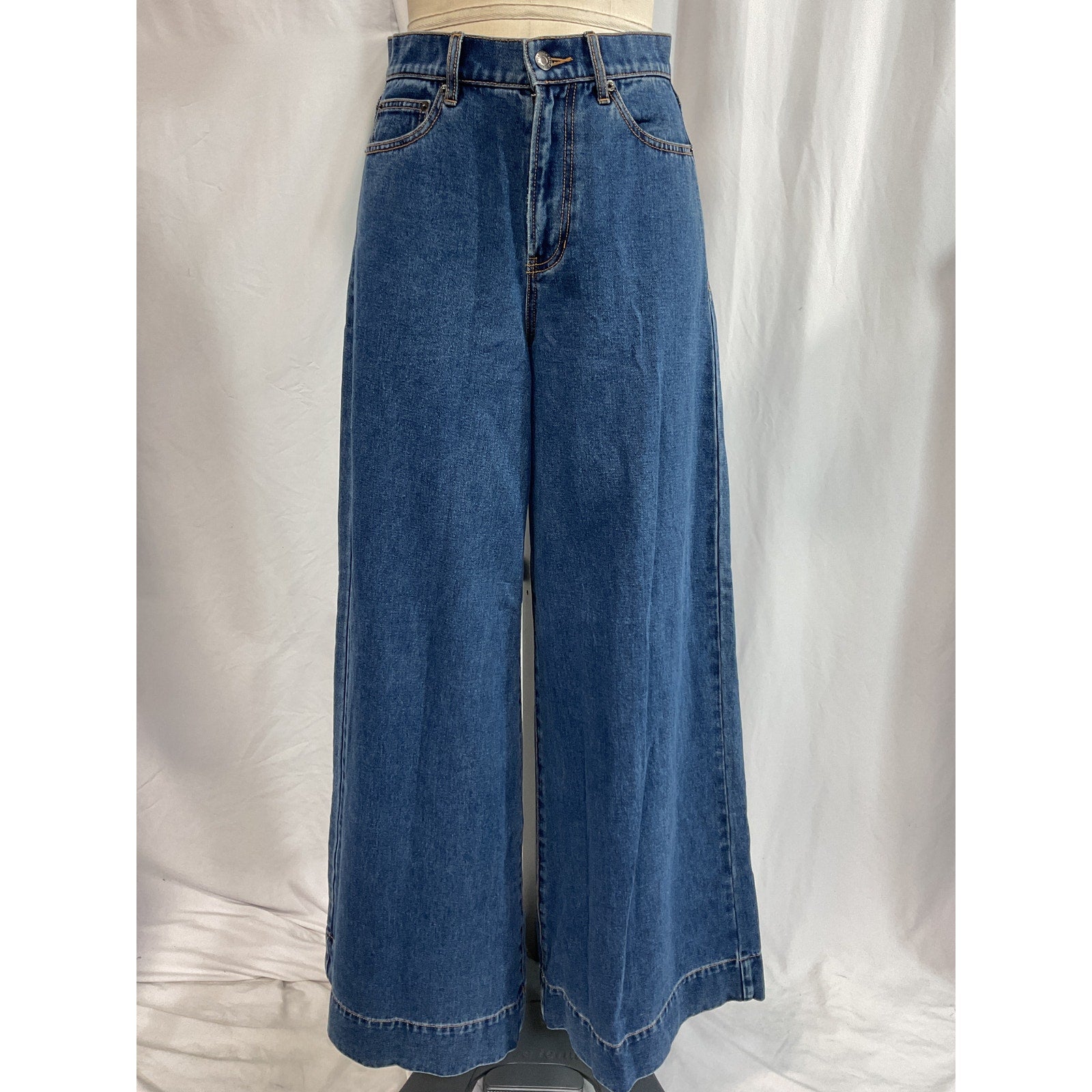 Veronica Beard 'Haizley' Blue Extra Wide Denim Jean Leg Size 27