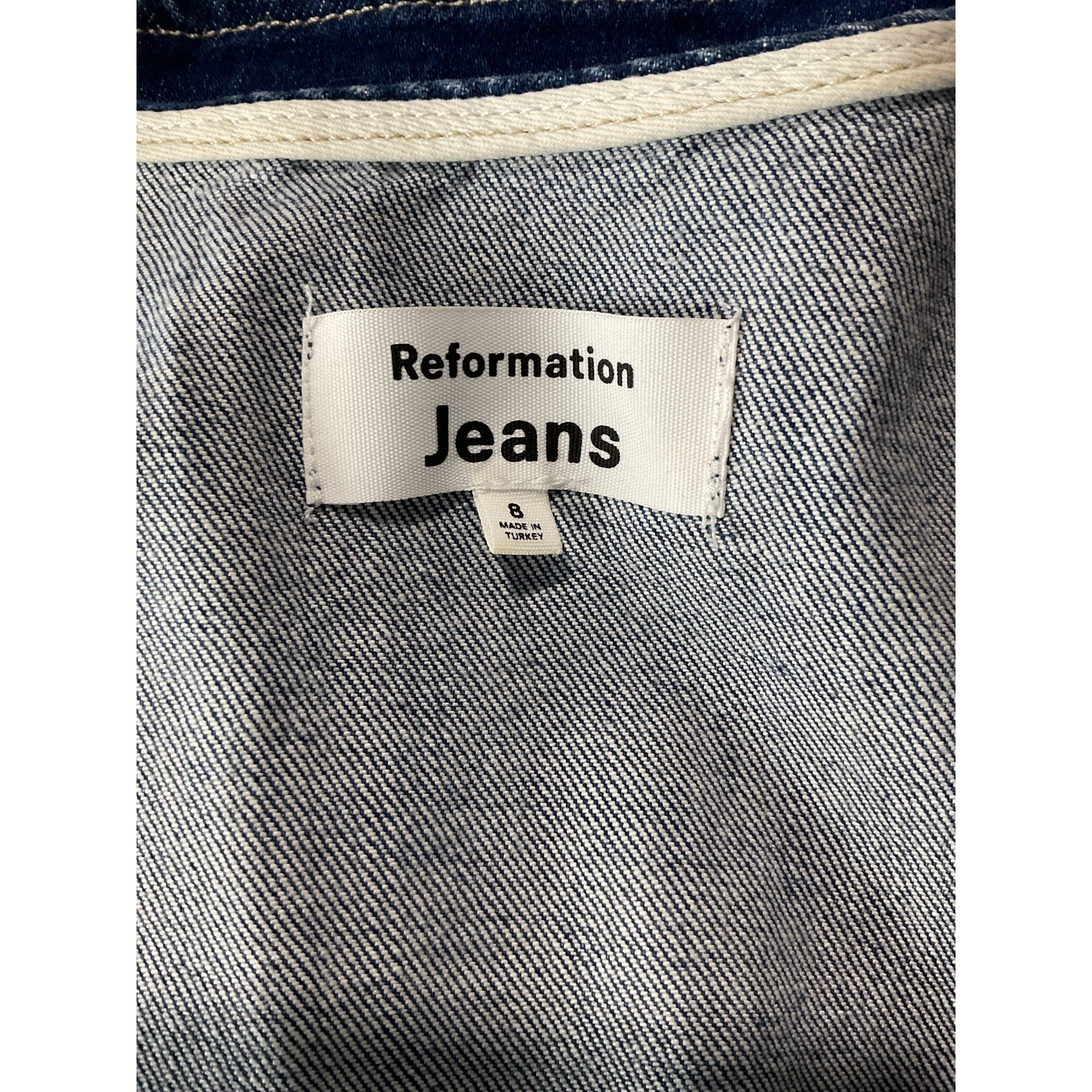 Reformation 'Asha' Blue Cotton Denim Top Size 8