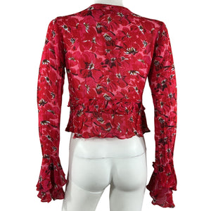 Faithfull The Brand Ruffled El Limon Floral Montenegro Blouse Size XS