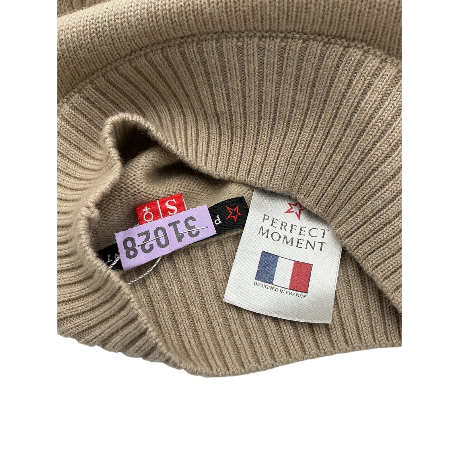 Perfect Moment Tan Merino Wool Cable Underwear Sweater Size S