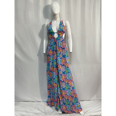For Love & Lemons 'Yasmin' Blue Bamboo Maxi Dress Size M - NWT