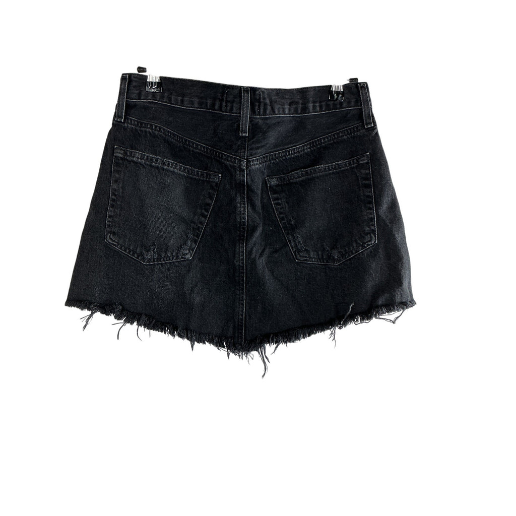 Agolde Parker 'Angled' Black Cotton Hem Skirt Size 26