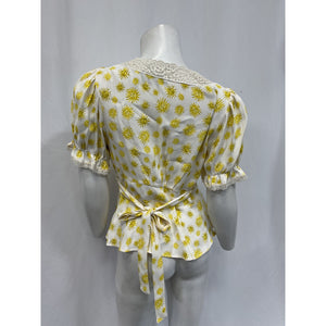 Rixo 'Selva' White Flora Print Top Size XS