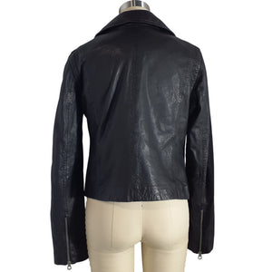 Madewell Washed Leather True Black Motorcycle Jacket Size M NWT