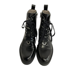 Allsaints Sleek Black Lira Combat Boots Size 38 EU / US 8