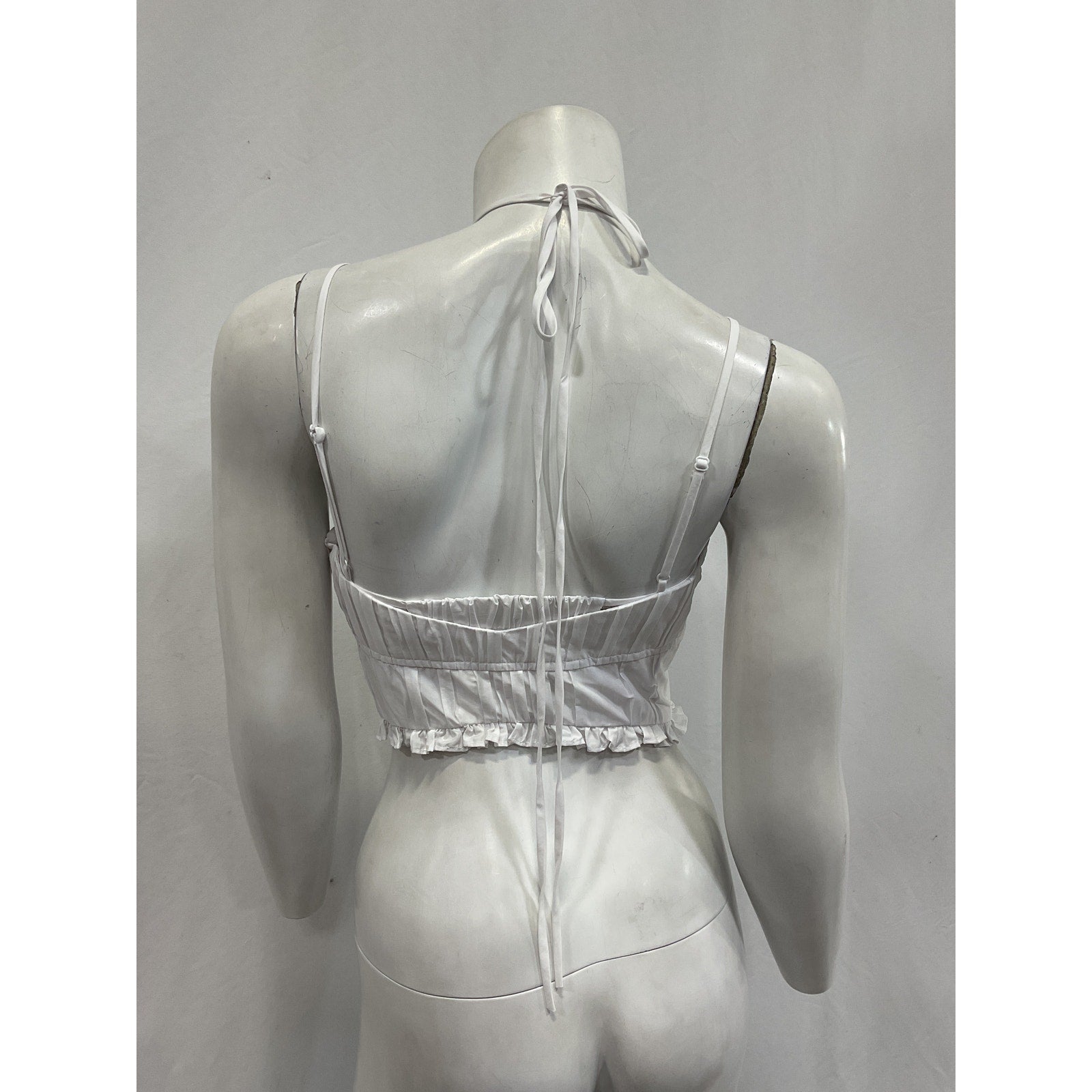 Simkhai 'Lottie' White Poplin Halterneck Crop Top Size 0