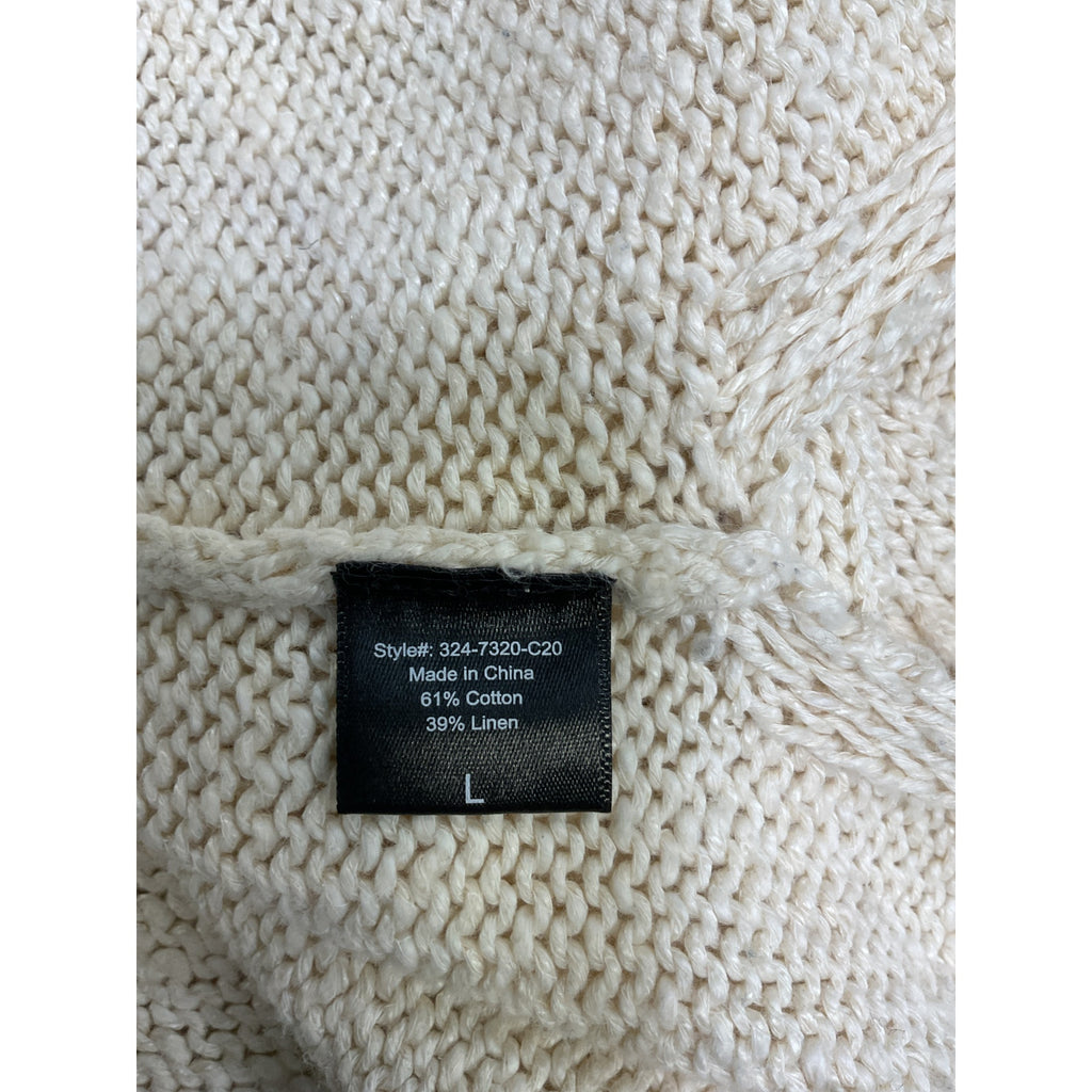 Jenni Kayne Cruise Beige Cotton Boyfriend Sweater Size L
