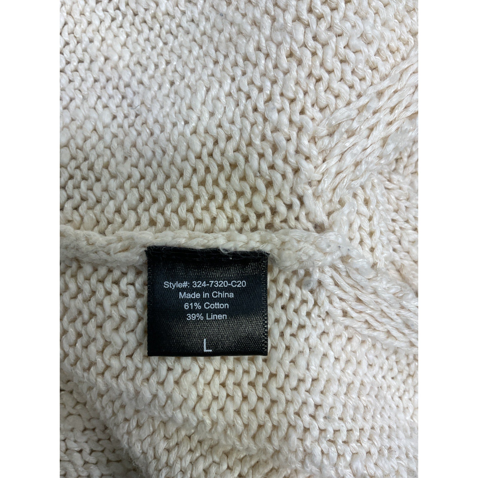 Jenni Kayne Cruise Beige Cotton Boyfriend Sweater Size L