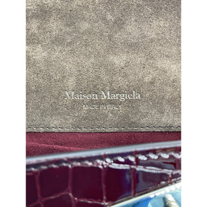 Maison Margiela Croc Embossed Burgundy Snatched Shoulder Bag Size Small