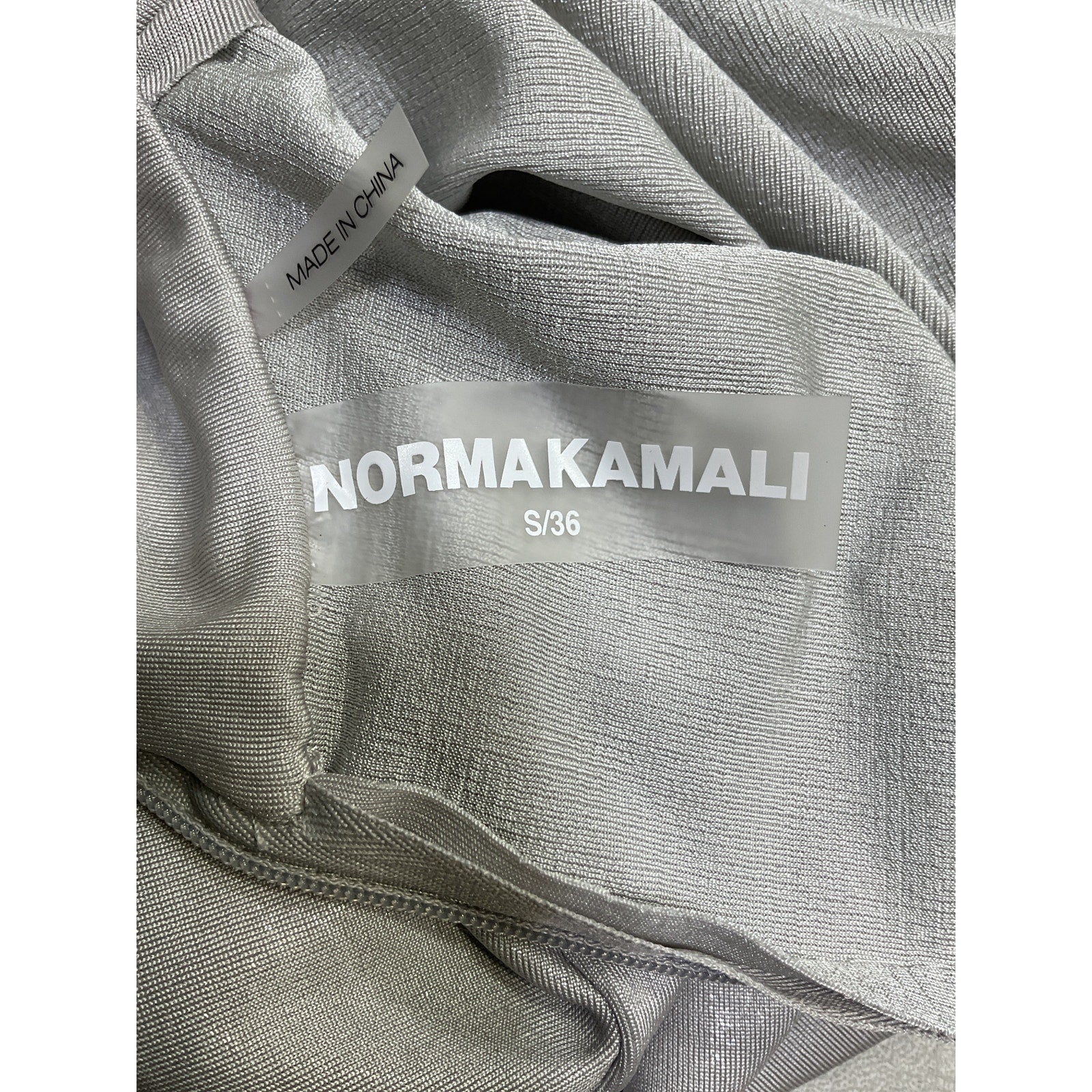 Norma Kamali Grey Polyester Cropped Slim Fit Long Sleeve Turtleneck Top Size S