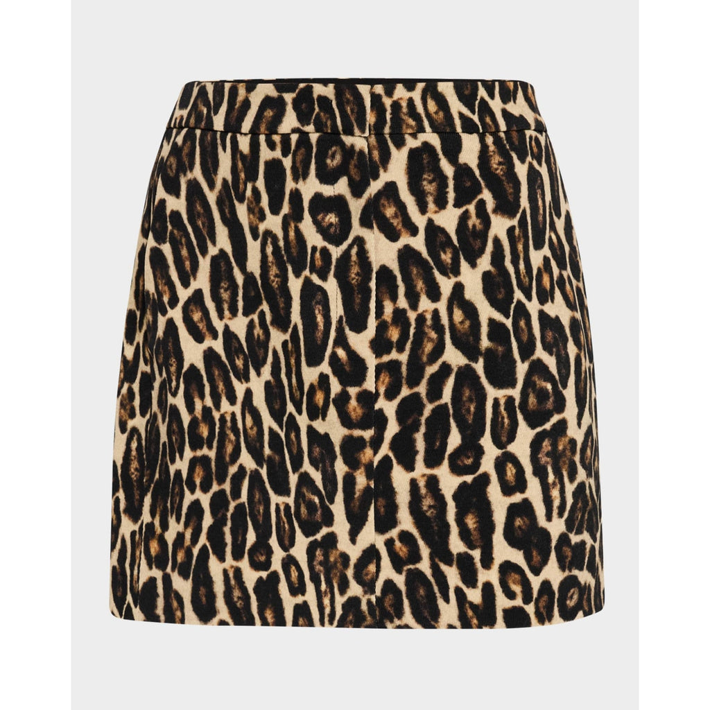 Theory Leopard Beige Wool Mini Trouser Skirt Size 2 - NWT