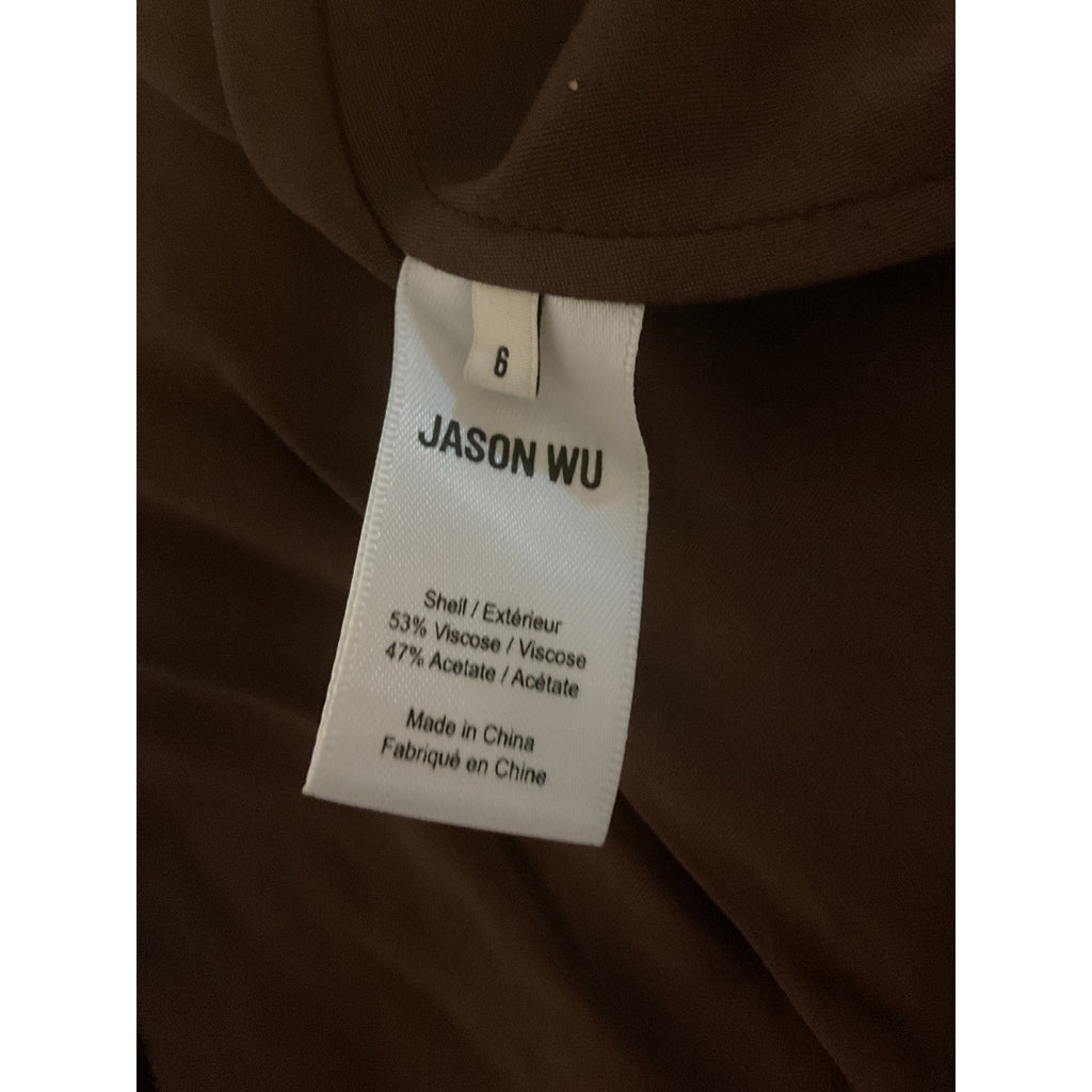 Jason Wu Mixed-Media Brown Viscose Cape Dress Size 6 - NWT