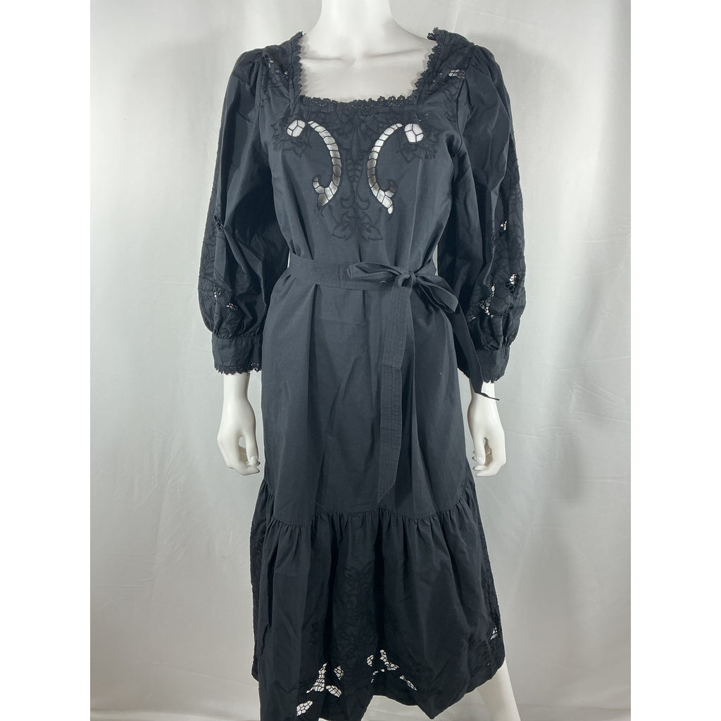 Cleobella 'Harlow' Black Cotton Midi Dress Size M
