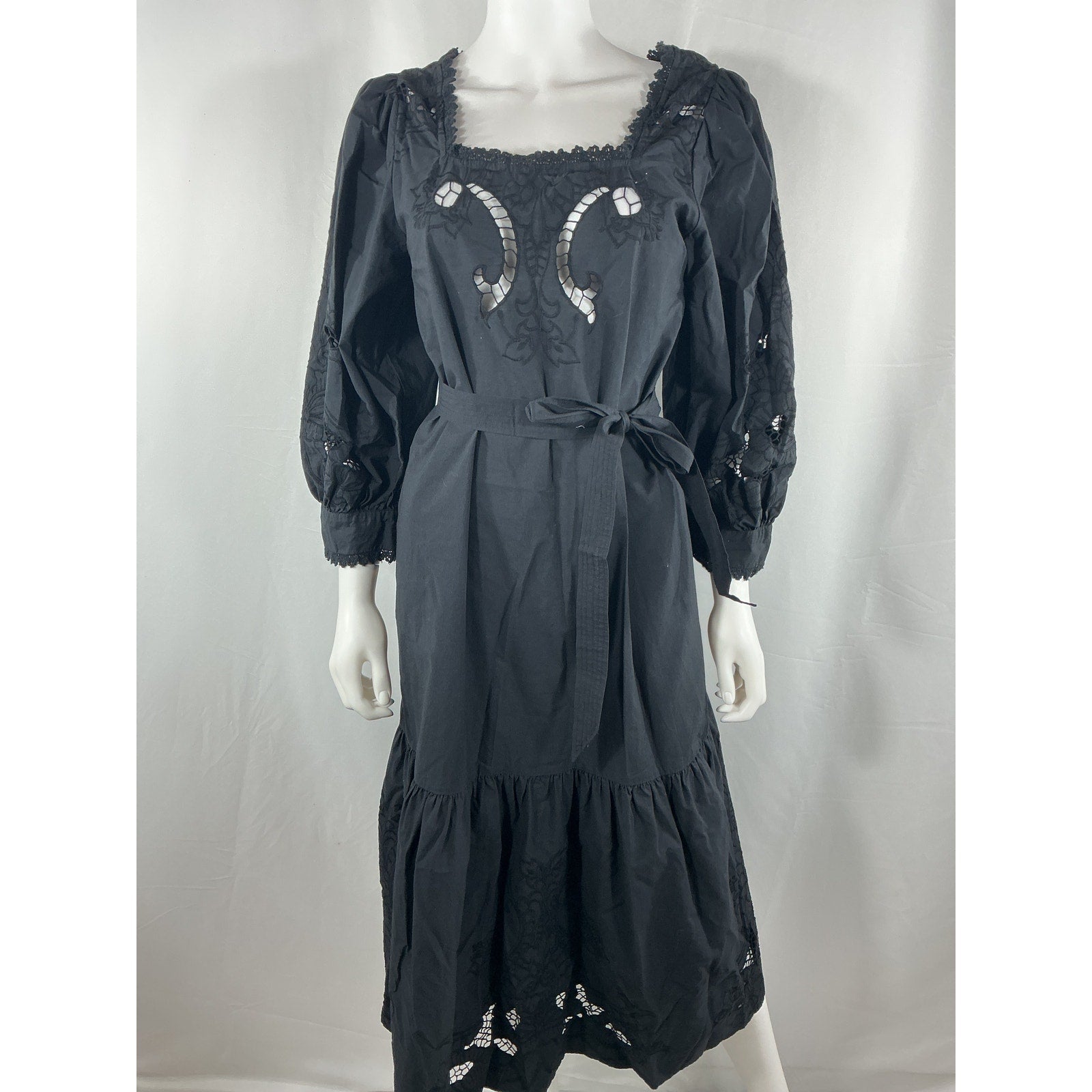 Cleobella 'Harlow' Black Cotton Midi Dress Size M