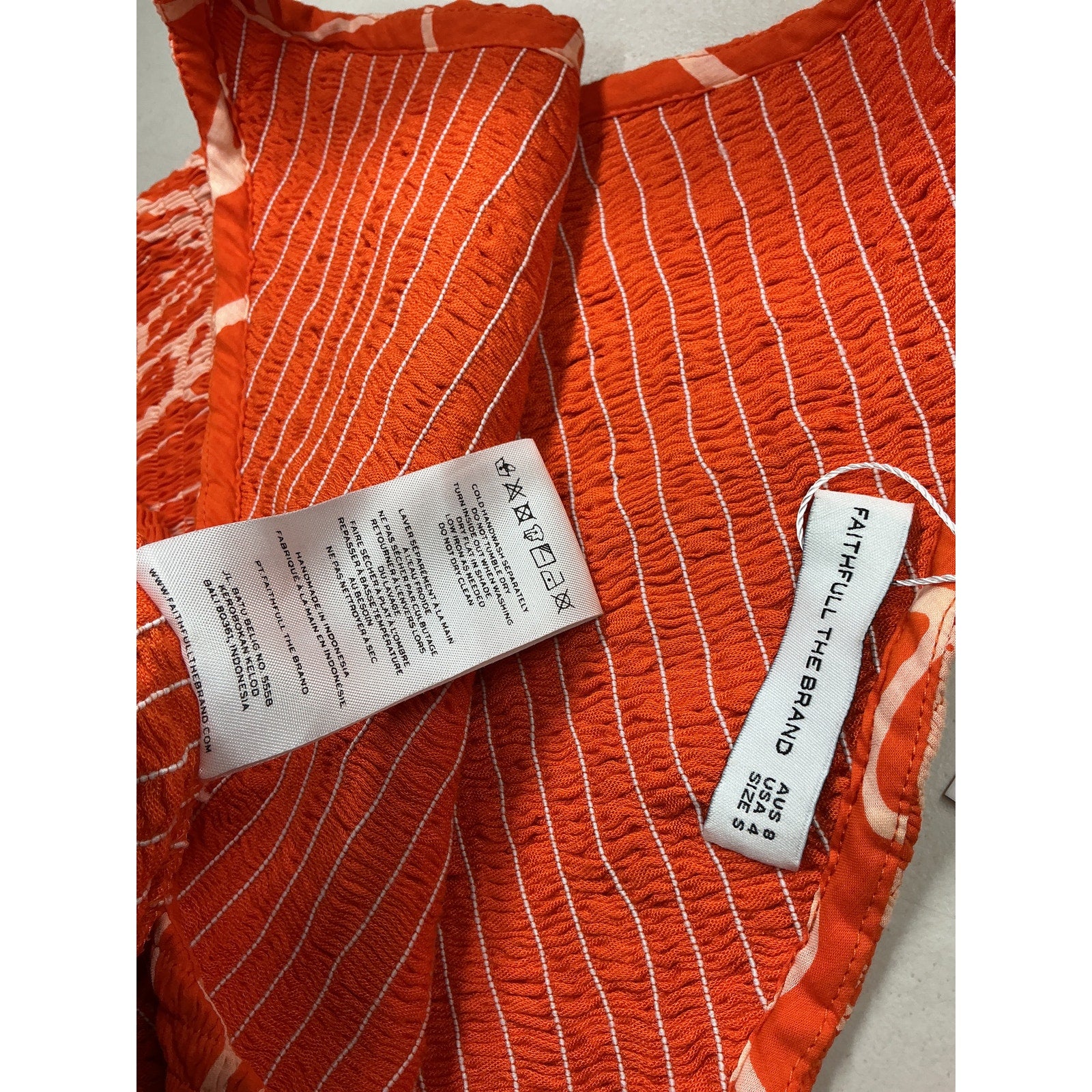 Faithfull The Brand 'Terre' Orange Cotton Mer Mini Dress Size S