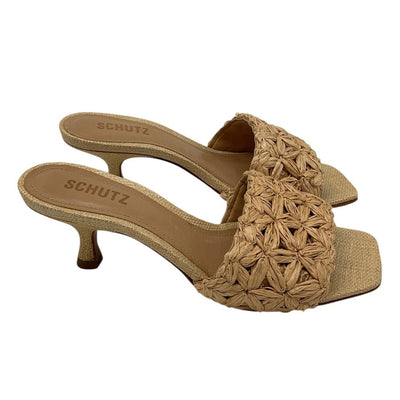 Schutz Woven Perla Dethalia Heeled Sandals Size 6.5
