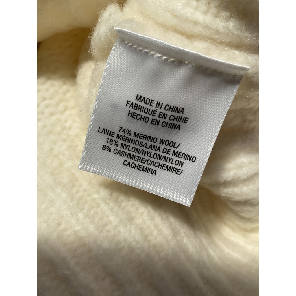 Favorite Daughter 'The Winter William' White Merino Wool Blend V Neck Sweater Size M