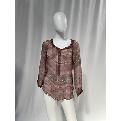 Isabel Marant 'Silk' Pink Round Neck Printed Long Sleeve Blouse Size OS