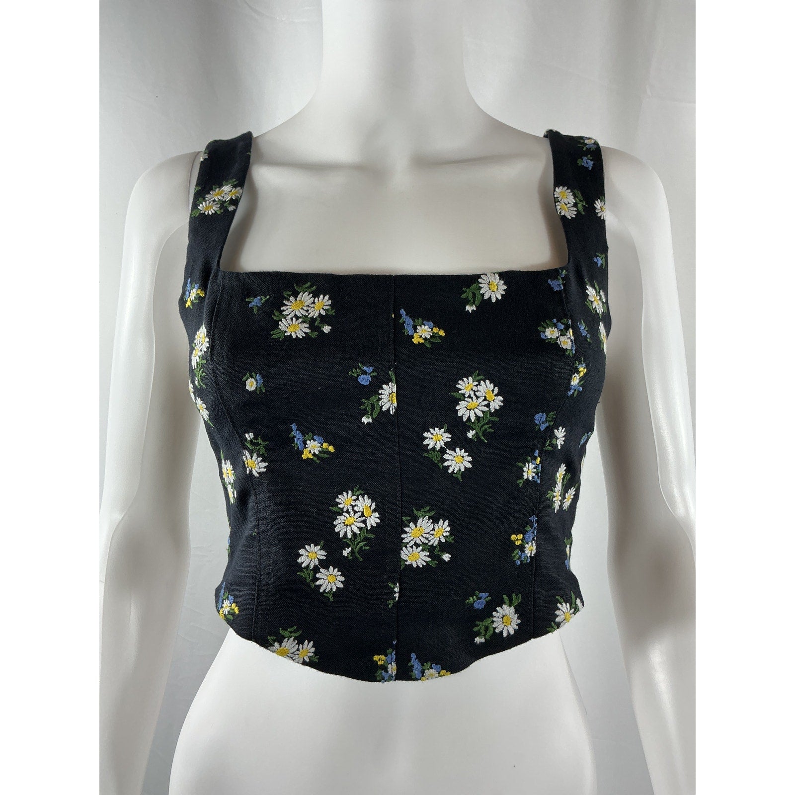 Reformation 'Rover' Black Linen Top Size 2