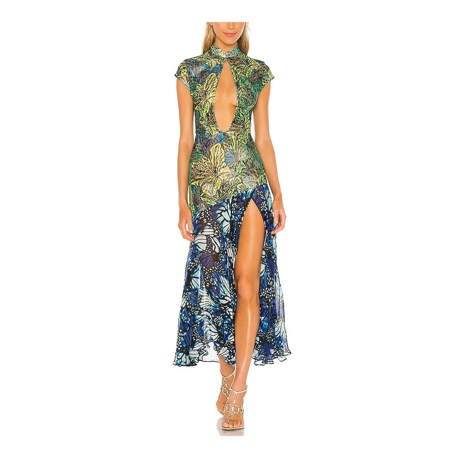 Kim Shui Lace Blue Rayon Butterfly Dress Size M