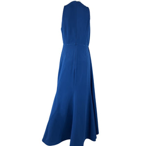 Badgley Mischka Draped Blue Stretch Crepe Gown Size 8