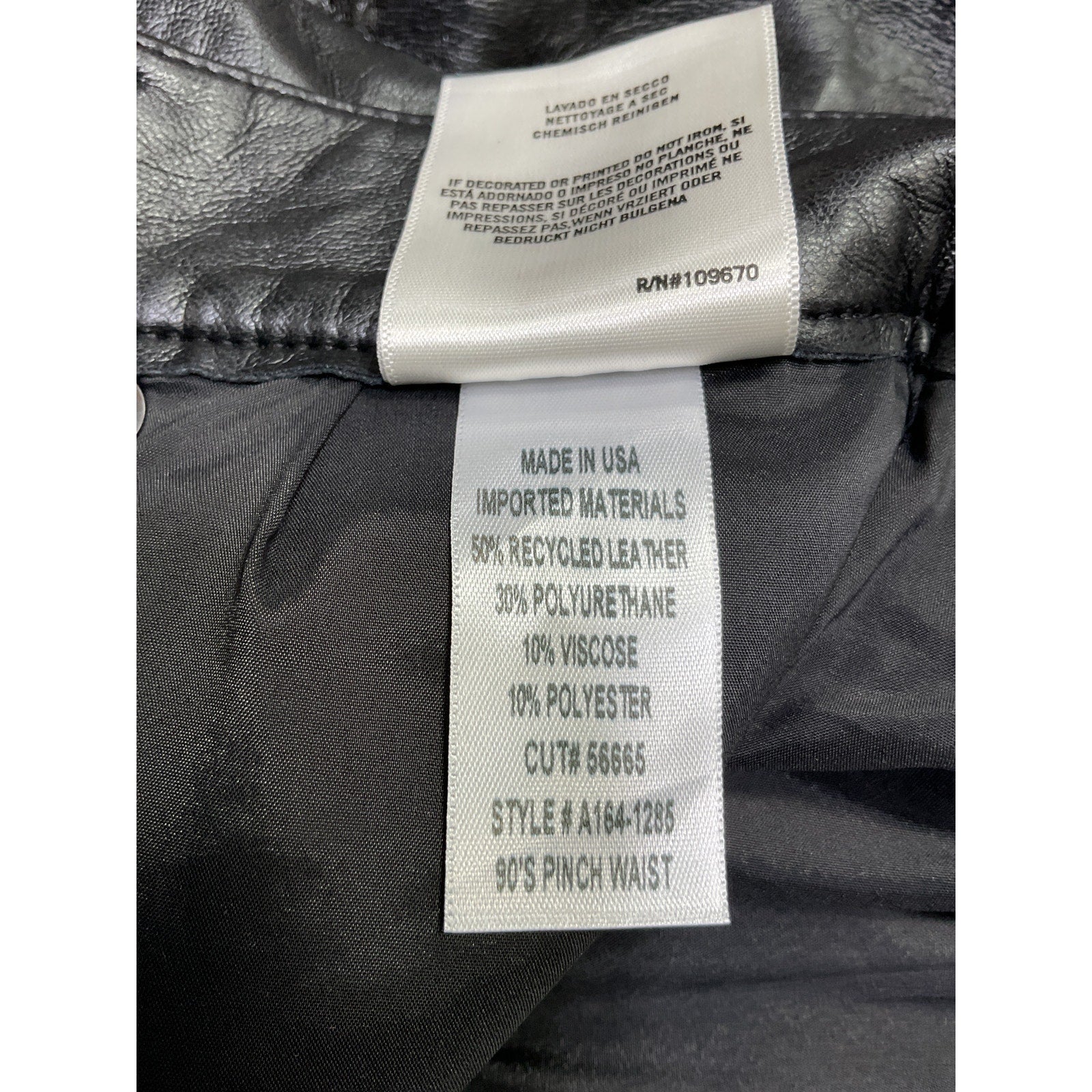 Agolde Black Leather Fitted 90'S Pant Size 24