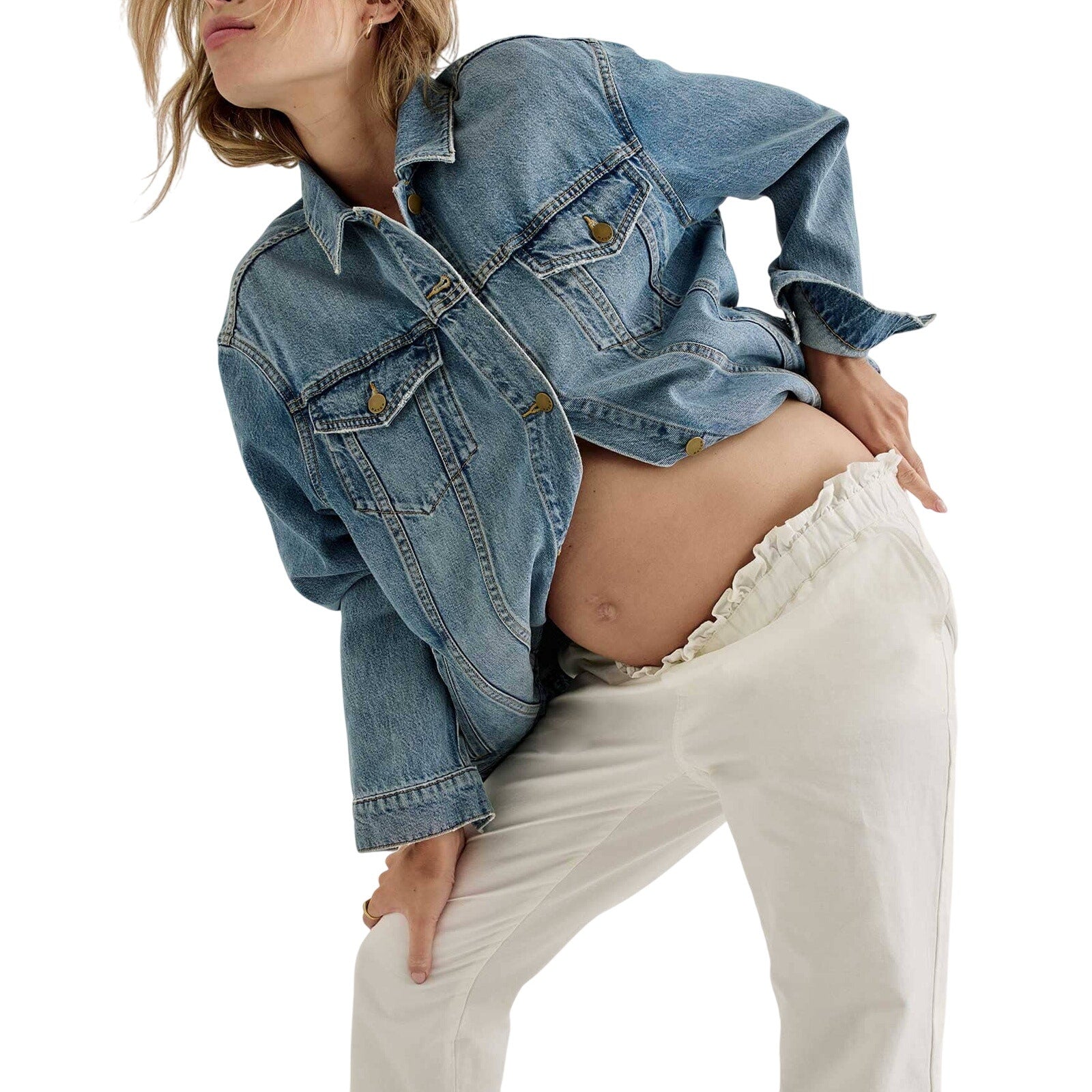 Hatch 'The Classic' Blue Cotton Maternity Denim Jean Jacket Size S