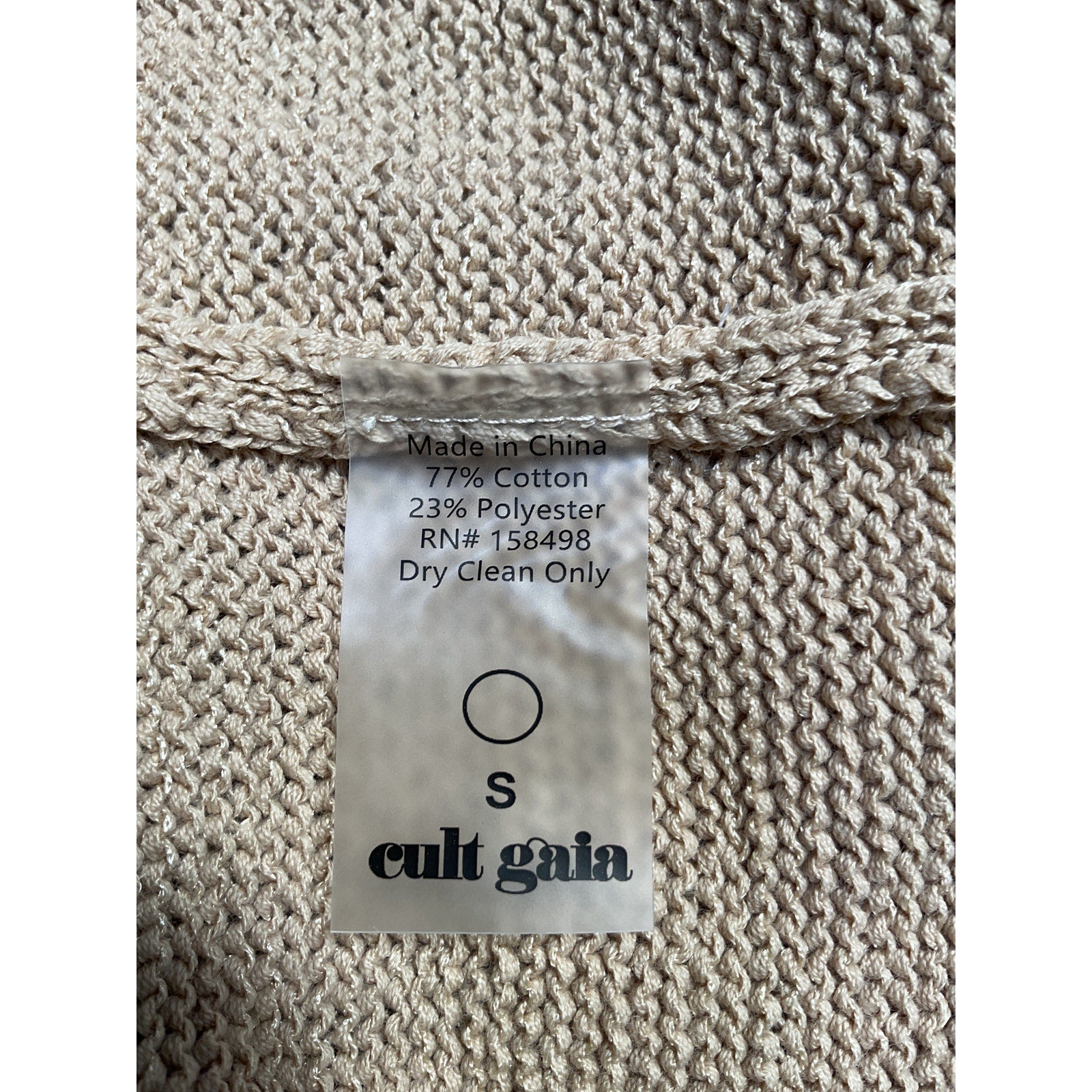 Cult Gaia 'Serita' Beige Cotton Knit Dress Size S