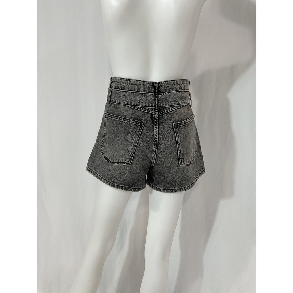 Marissa Webb 'Banks Paper Bag' Black Denim Boyfriend Short Size 24