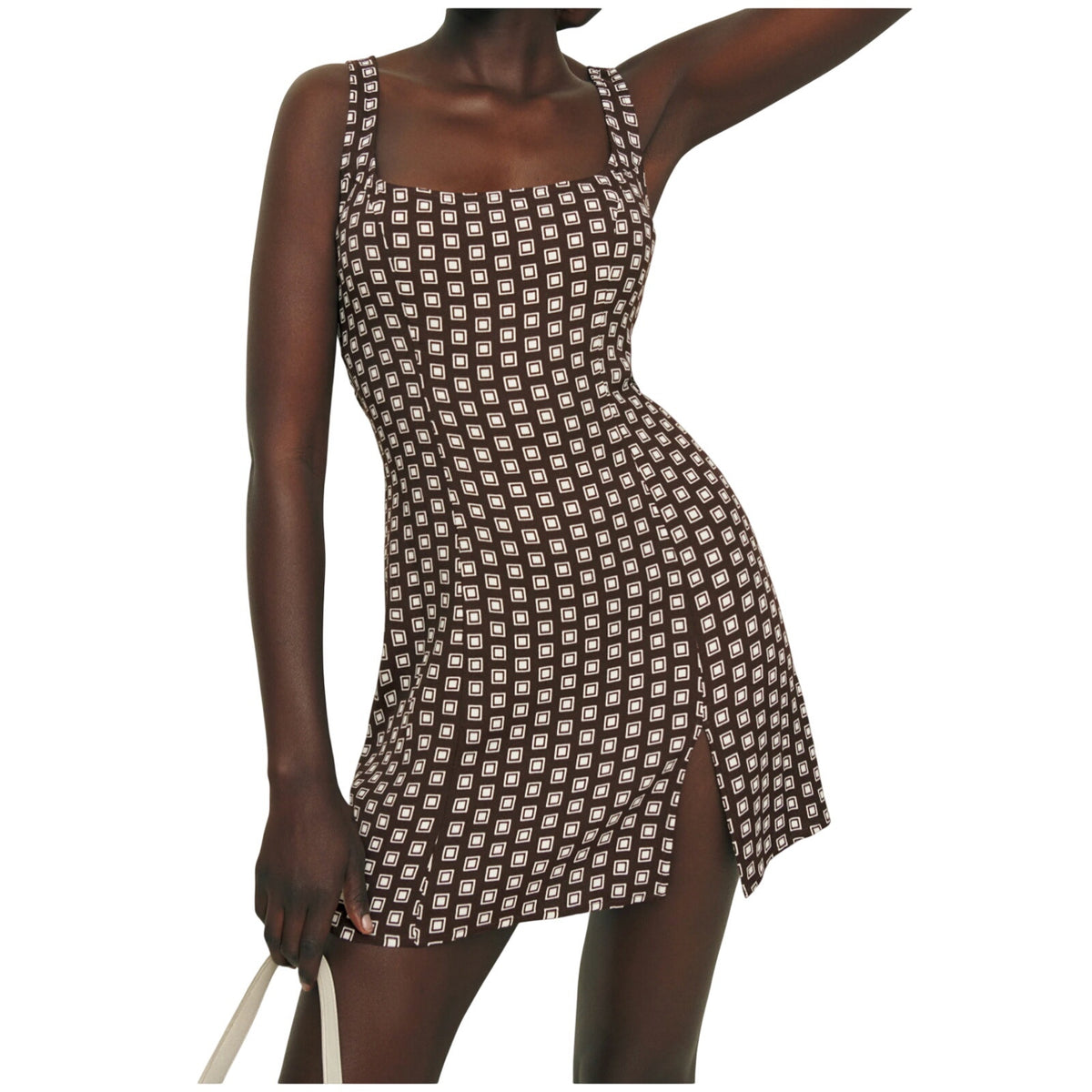 Reformation Geometric Brown Noha Dress Size 6