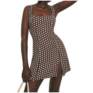 Reformation Geometric Brown Noha Dress Size 6