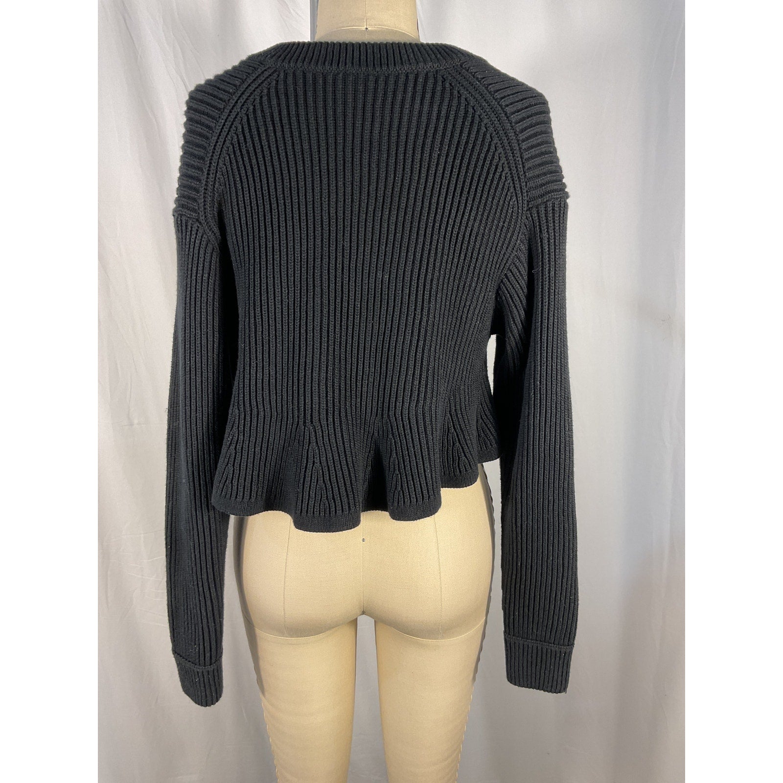Alexander Wang 'Cropped' Black V Neck Sweater Size XS