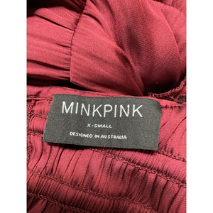 Minkpink Smocked Wine Elvina Midi Dress Size XS