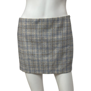 L'academie Classic Pale Blue Check Natalia Mini Skirt Size XS
