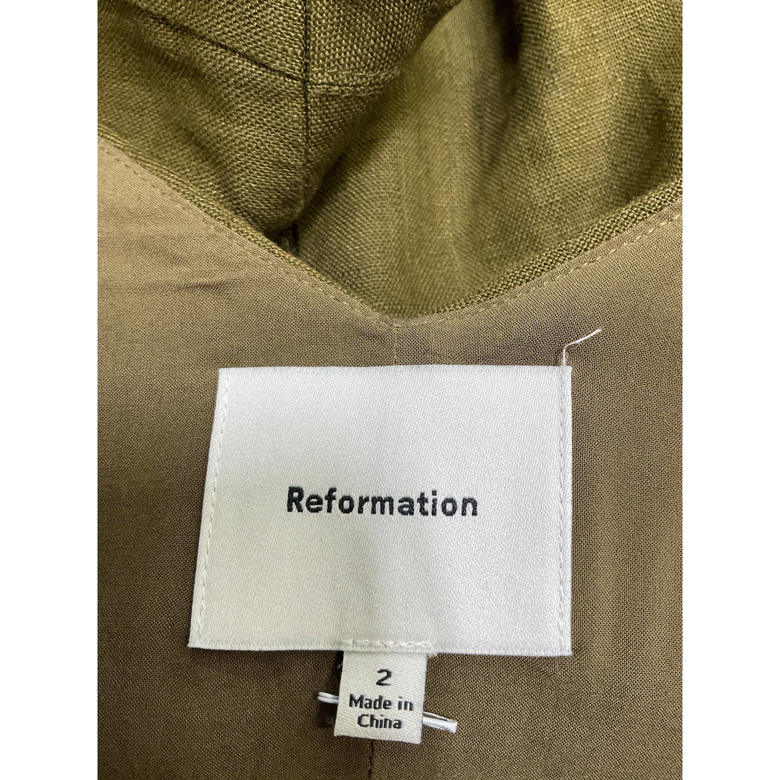 Reformation 'Brennan' Green Linen Vest Size 2