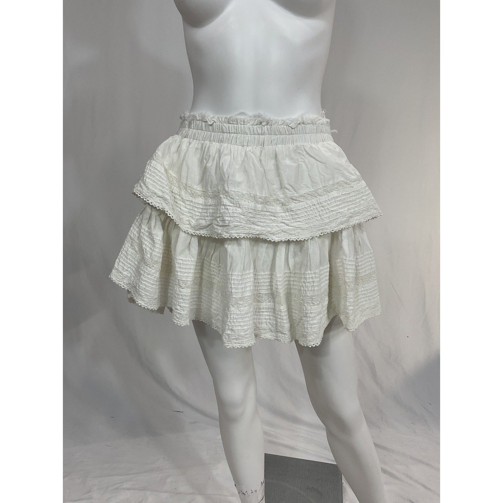 Loveshackfancy 'Ruffle' White Cotton Mini Skirt Size L